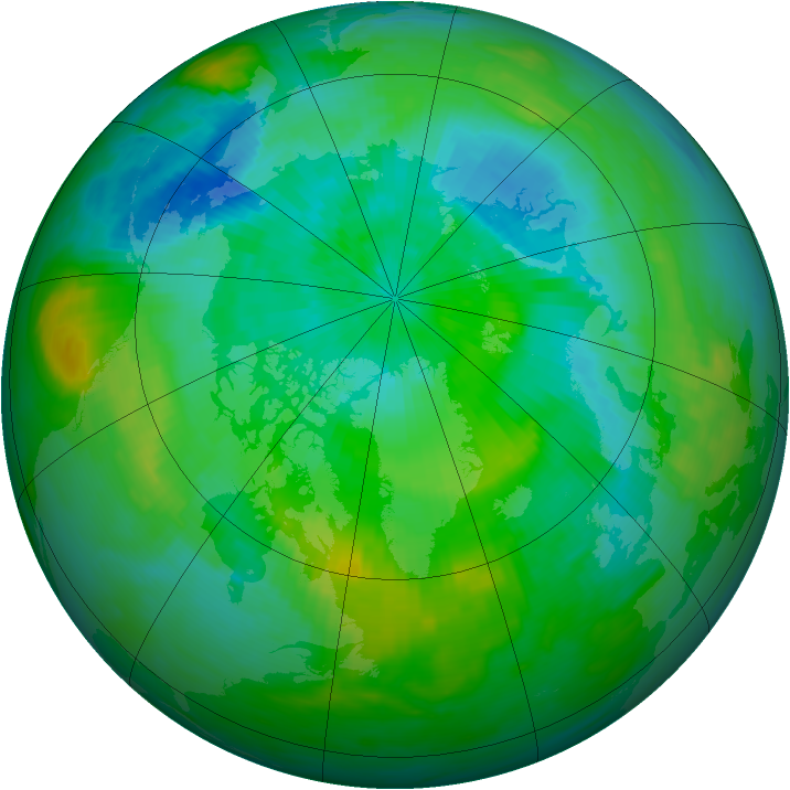 Arctic ozone map for 29 August 1991